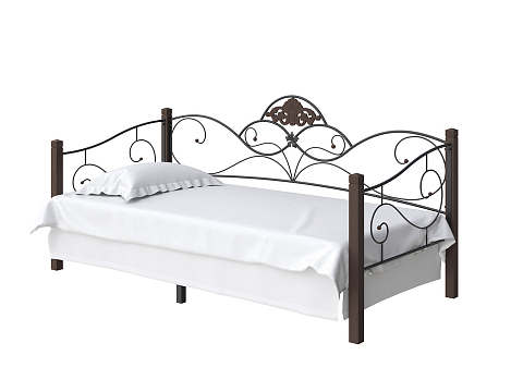 Кровать из массива Garda 2R-Софа - Кровать-софа из массива березы с фигурной металлической решеткой. 