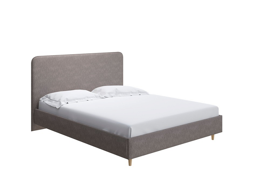 Кровать Mia 140x200 Ткань: Рогожка Levis 25 Светло-коричневый - Стильная кровать со встроенным основанием