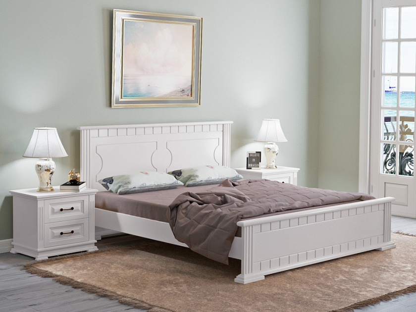 Кровать Milena-М 90x200 Массив (береза) Белая эмаль - Модель из маcсива. Изголовье украшено декоративной резкой.
