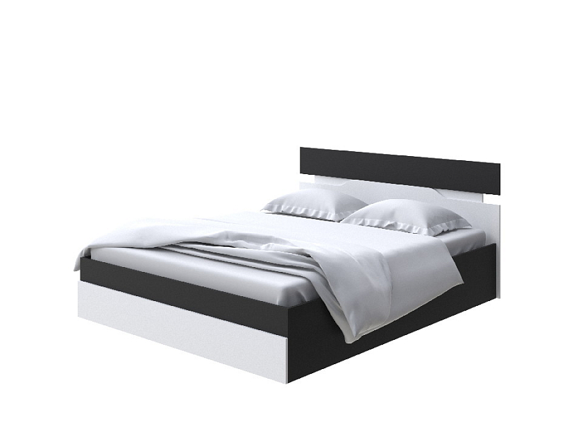 Кровать Milton с подъемным механизмом 160x200 ЛДСП Черный/Белый - Современная кровать с подъемным механизмом.