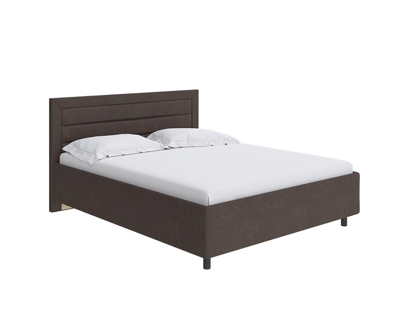 Кровать Next Life 2 160x200 Экокожа Коричневый с бежевым - Cтильная модель в стиле минимализм с горизонтальными строчками