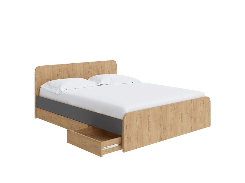Кровать Way Plus 140x200 ЛДСП Бунратти/Вулканический серый - Кровать в современном дизайне в Эко стиле.