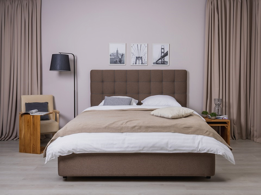 Кровать Leon 90x200 Экокожа/Ткань Тетра Мраморный/Серый - Современная кровать, украшенная декоративным кантом.