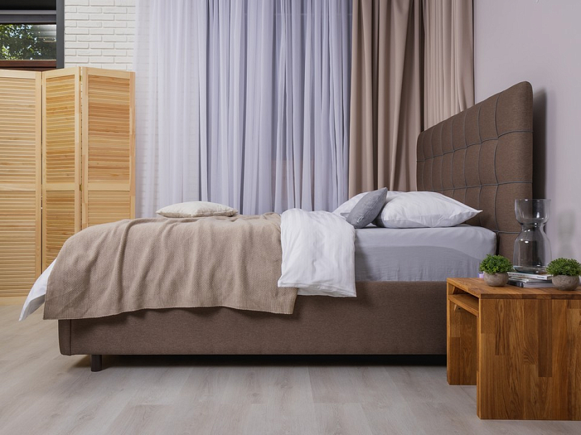 Кровать Leon 120x200 Экокожа/Ткань Тетра Мраморный/Серый - Современная кровать, украшенная декоративным кантом.