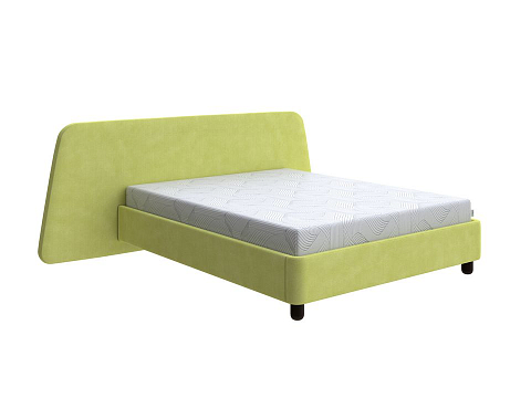 Зеленая кровать Sten Berg Left - Мягкая кровать с необычным дизайном изголовья на левую сторону