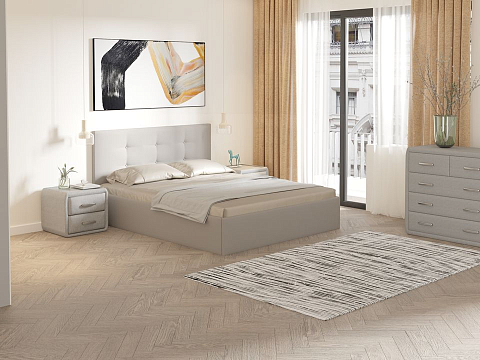 Большая кровать Forsa - Универсальная кровать с мягким изголовьем, выполненным из рогожки.
