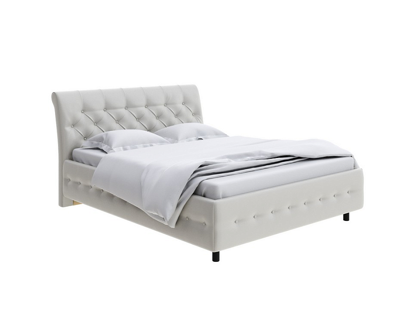 Кровать Next Life 4 160x200 Экокожа Белый - Классическая кровать с изогнутым изголовьем и глубокой пиковкой