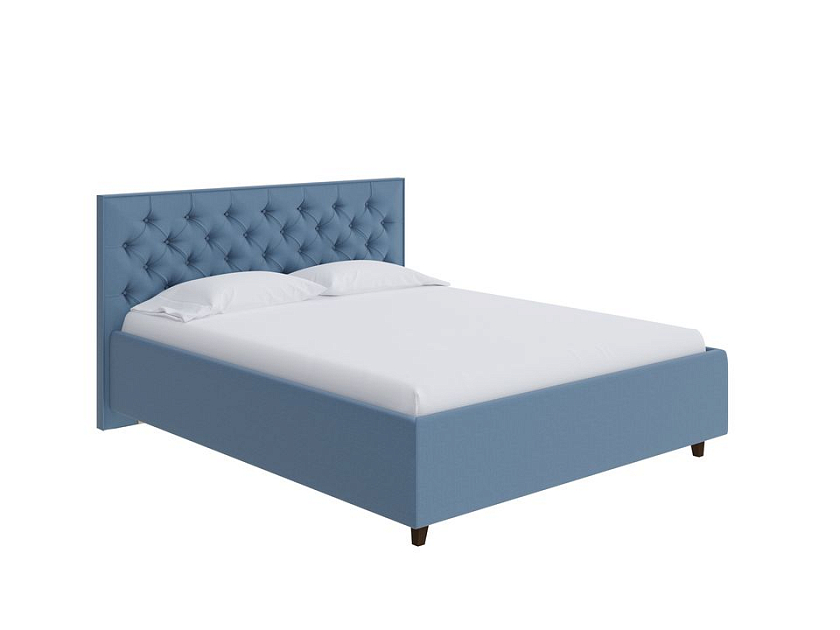 Кровать Teona 80x200 Ткань: Рогожка Тетра Голубой - Кровать с высоким изголовьем, украшенным благородной каретной пиковкой.