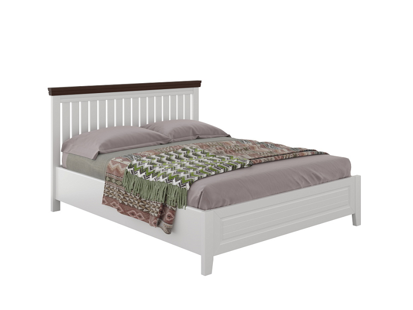 Кровать Olivia 160x200 Массив (сосна) Белая эмаль/Венге - Кровать из массива с контрастной декоративной планкой.