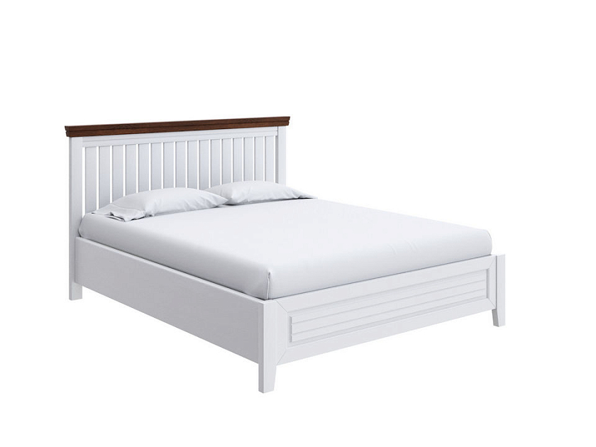 Кровать Olivia с подъемным механизмом 120x200 Массив (сосна) Белая эмаль + Орех - Кровать с подъёмным механизмом из массива с контрастной декоративной планкой.